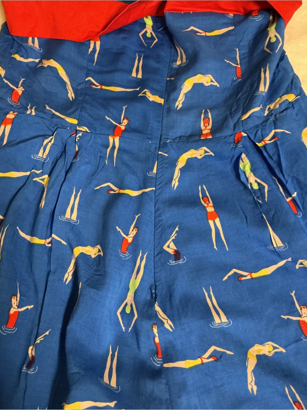 Blue Retro Swimsuit Romper with Red Halter Top - Picture 9 of 9